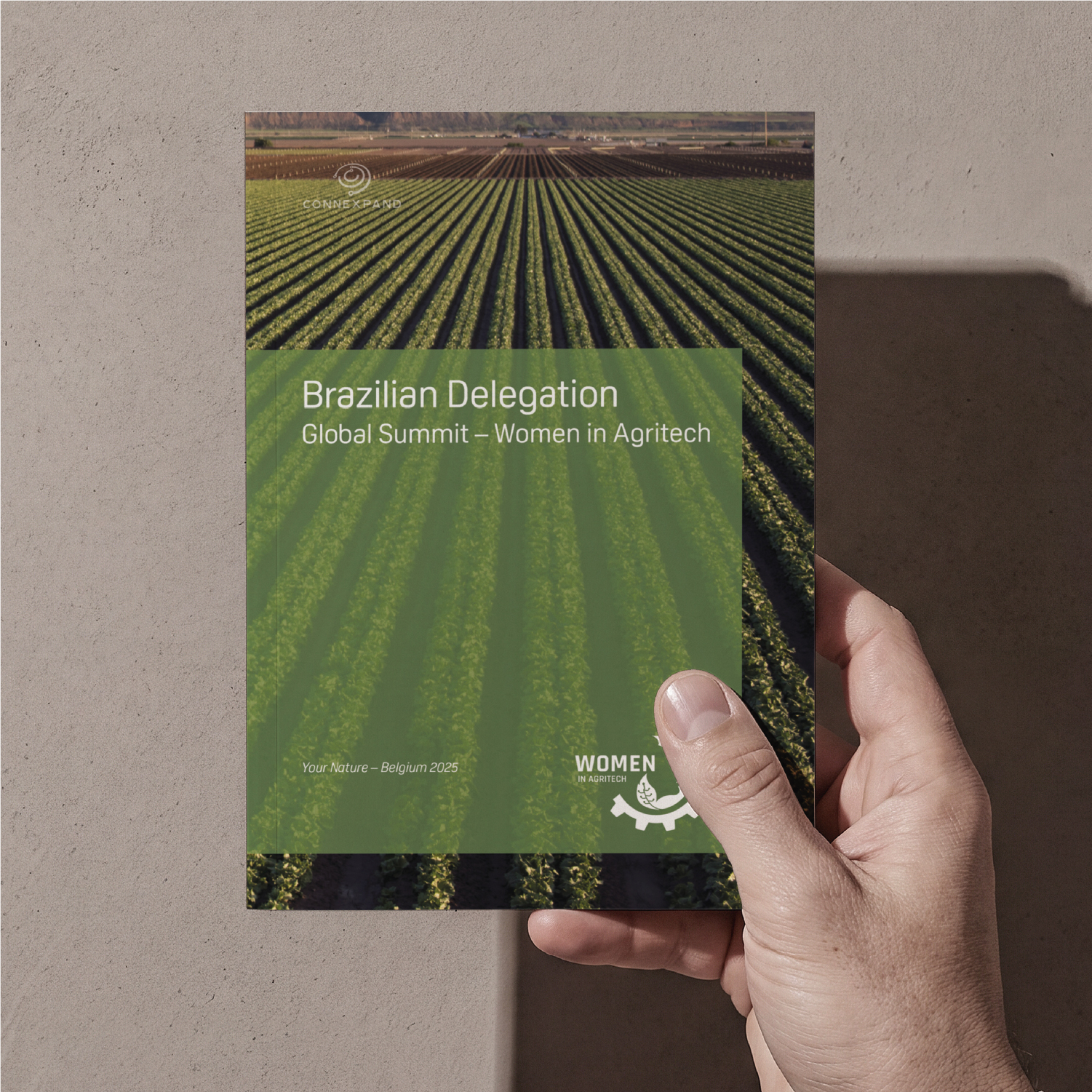 Feira do agro-04 Copertina del folder della delegazione brasiliana al Global Summit Women in Agritech 2025